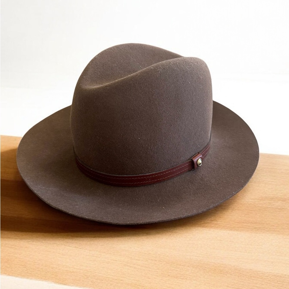 NWT Rag and Bone Pecan Floppy Brim Wool Fedora Leather Band Retail $250